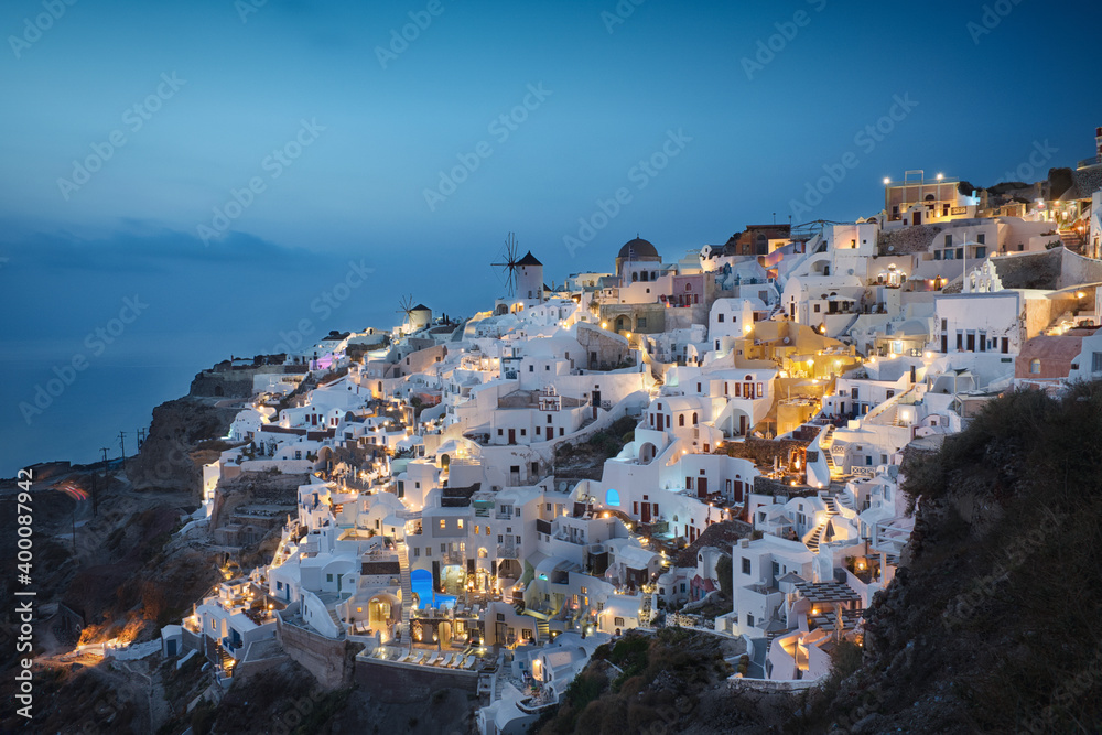 Photo of Snatorini at the blue hour time