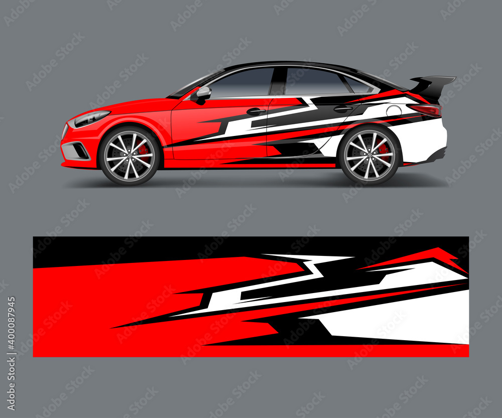 Company branding Car decal wrap design vector. Graphic abstract shapes designs company car