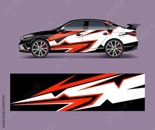Racing car wrap with abstract stripe shapes for Company. Sport car racing wrap vector design template design vector
