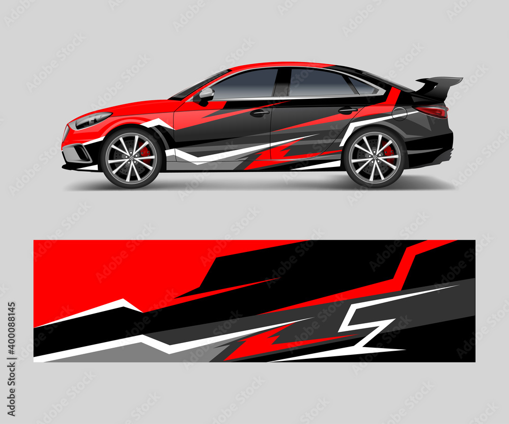 Car decal graphic vector wrap vinyl sticker. Graphic abstract wave shape designs for branding, race and drift car template design vector