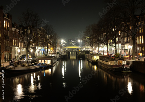 Amsterdam canal at night