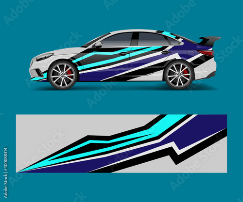 Racing car wrap with abstract stripe shapes for Company. Sport car racing wrap vector design template design vector