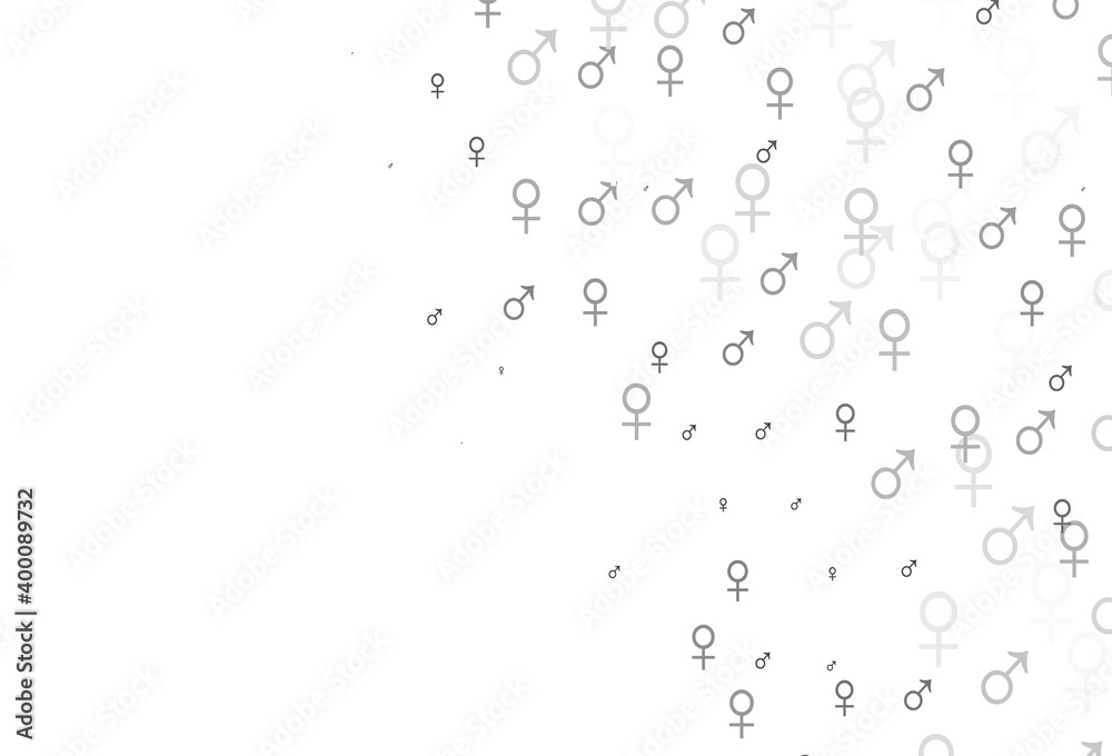 Light silver, gray vector texture with male, female icons.