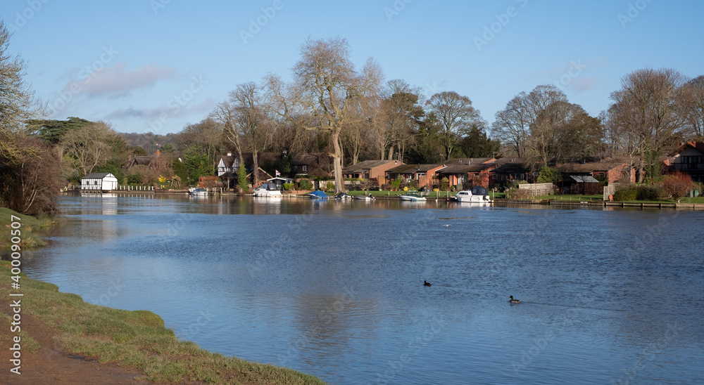 The River Thames near Cookham and Cock Marsh, Berkshire, UK, photographed on a cold, sunny winter's day.