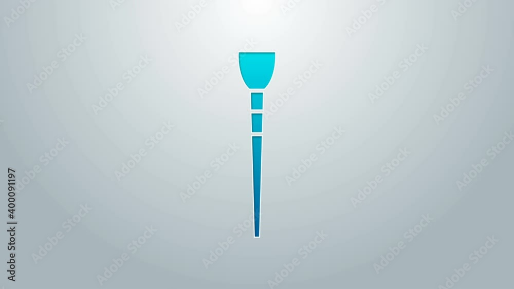 Blue line Makeup brush icon isolated on grey background. 4K Video motion graphic animation Blue line Makeup brush icon isolated on grey background. 4K Video motion graphic animation