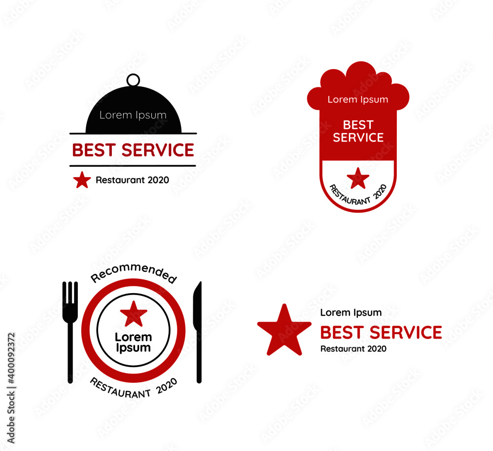 Restaurant labels in flat style - vector logo, badge, emblem, symbol ...