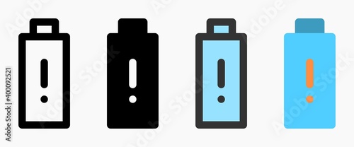low Battery level icon vector isolated on white background
