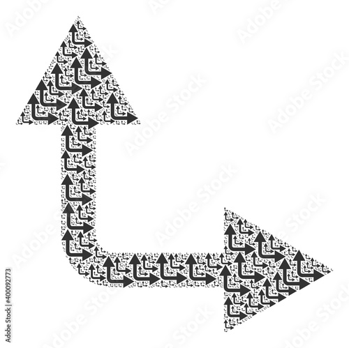 Repeating mosaic from bifurcation arrow right up. Flat vector bifurcation arrow right up mosaic is done with repeating itself bifurcation arrow right up elements.
