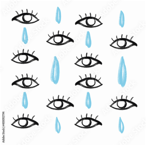 Negative emotions concept. rying mental disorder. Shedding tears, tear streams, tears drops flows, crying, weeping, sobbing or mourning. psychological instability. vector illustrations