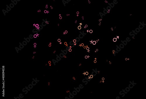 Dark red, yellow vector pattern with gender elements.