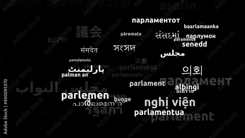 Parliament Translated in 45 Worldwide Languages Endless Looping 3d Zooming Wordcloud Mask Parliament Translated in 45 Worldwide Languages Endless Looping 3d Zooming Wordcloud Mask