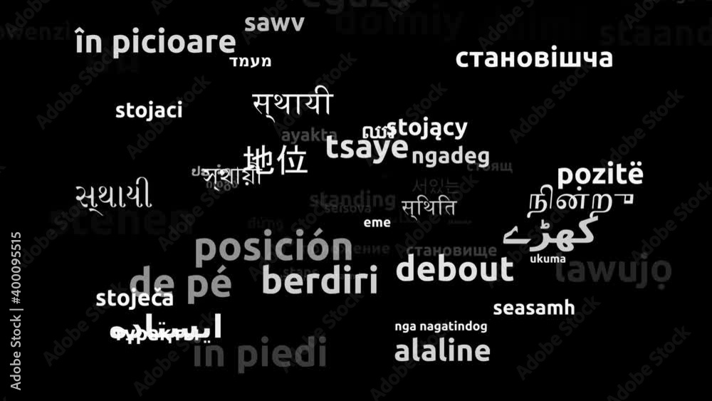 Standing Translated in 62 Worldwide Languages Endless Looping 3d Zooming Wordcloud Mask Standing Translated in 62 Worldwide Languages Endless Looping 3d Zooming Wordcloud Mask