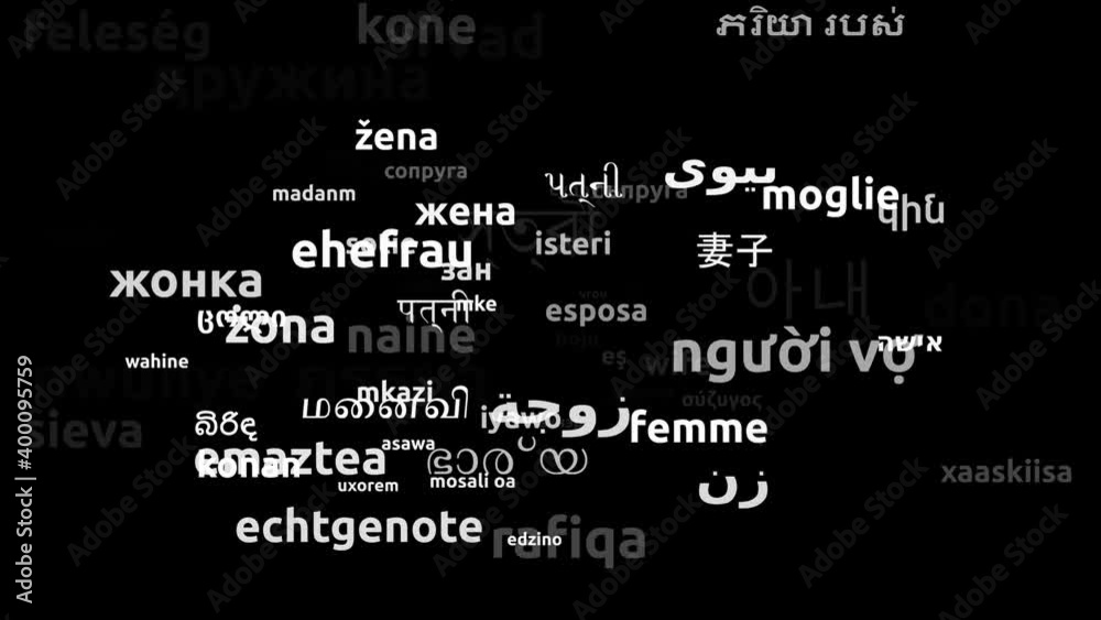 Wife Translated in 74 Worldwide Languages Endless Looping 3d Zooming Wordcloud Mask Wife Translated in 74 Worldwide Languages Endless Looping 3d Zooming Wordcloud Mask