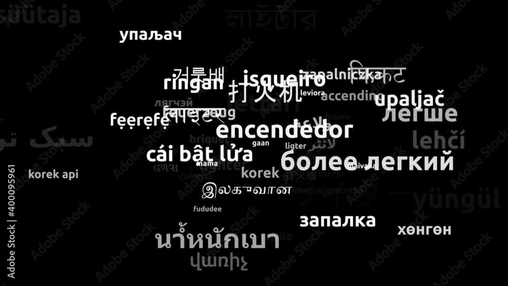 Lighter Translated in 54 Worldwide Languages Endless Looping 3d Zooming Wordcloud Mask Lighter Translated in 54 Worldwide Languages Endless Looping 3d Zooming Wordcloud Mask