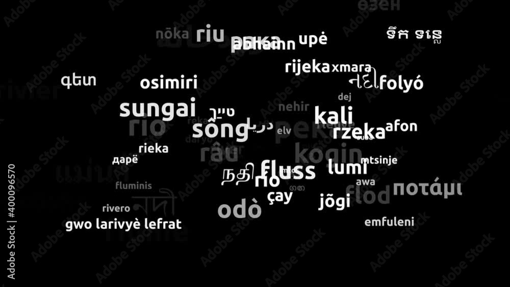 River Translated in 70 Worldwide Languages Endless Looping 3d Zooming Wordcloud Mask River Translated in 70 Worldwide Languages Endless Looping 3d Zooming Wordcloud Mask