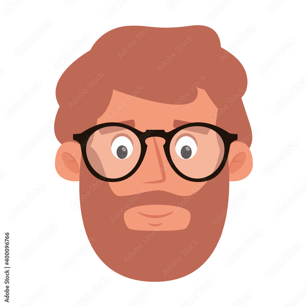 Isolated man with beard and glasses hygge style icon - Vector Isolated man with beard and glasses hygge style icon - Vector