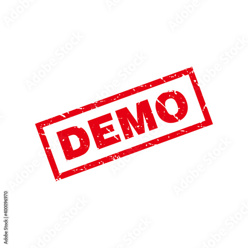 Abstract Red Grungy Demo Rubber Stamp Sign Illustration Vector, Demo Text Seal, Mark, Label Design Template