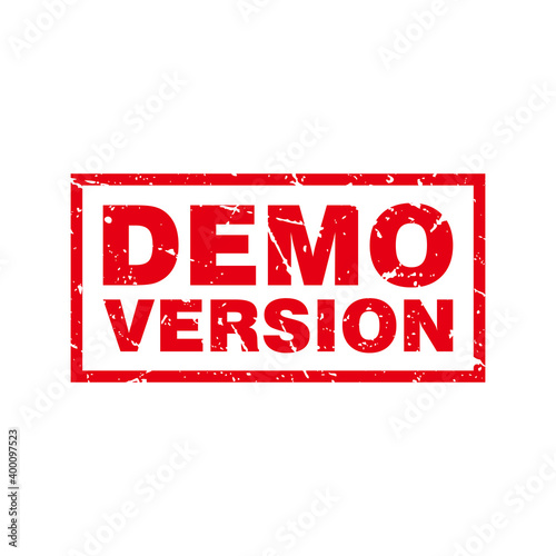 Abstract Red Grungy Demo Version Rubber Stamp Sign Illustration Vector  Demo Version Text Seal  Mark  Label Design Template