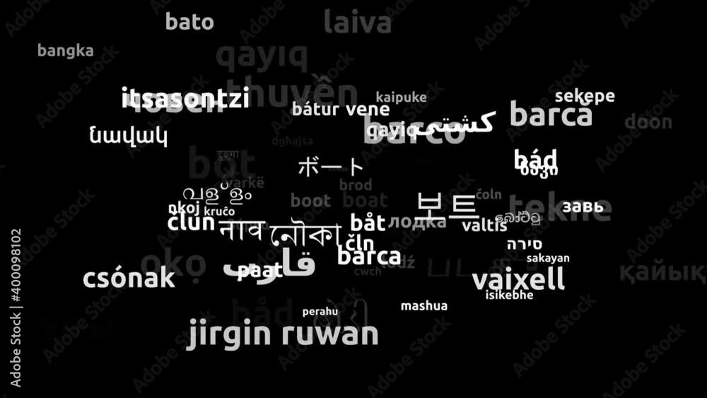 Boat Translated in 73 Worldwide Languages Endless Looping 3d Zooming Wordcloud Mask Boat Translated in 73 Worldwide Languages Endless Looping 3d Zooming Wordcloud Mask