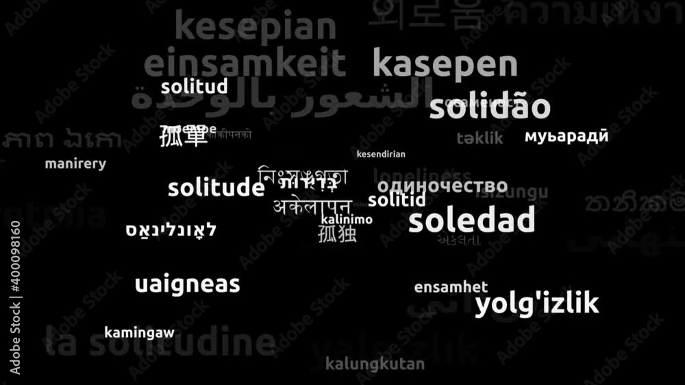Loneliness Translated in 50 Worldwide Languages Endless Looping 3d Zooming Wordcloud Mask Loneliness Translated in 50 Worldwide Languages Endless Looping 3d Zooming Wordcloud Mask