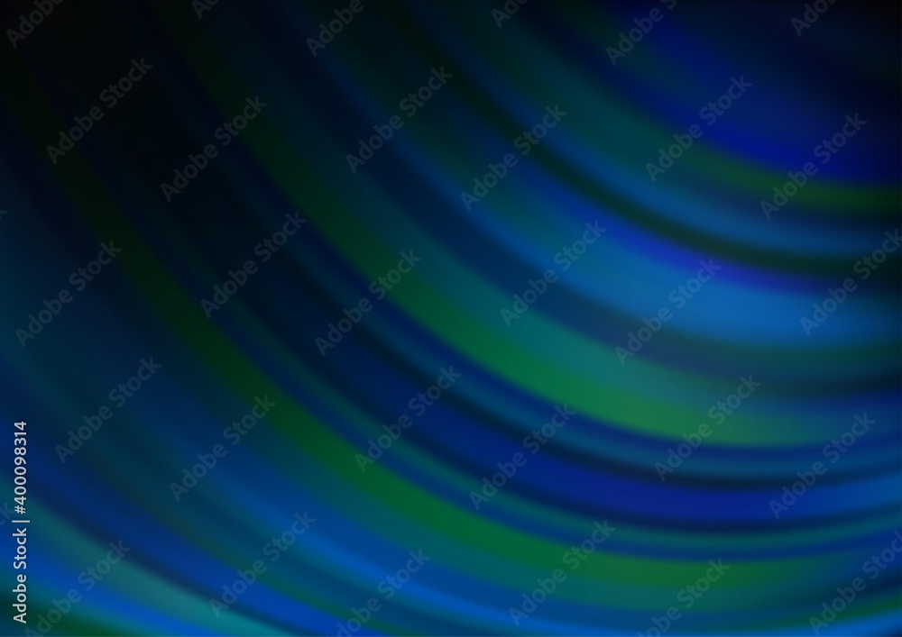Dark BLUE vector glossy bokeh pattern.