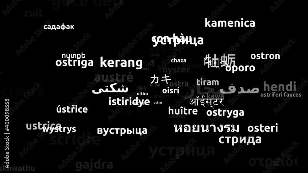 Oyster Translated in 69 Worldwide Languages Endless Looping 3d Zooming Wordcloud Mask Oyster Translated in 69 Worldwide Languages Endless Looping 3d Zooming Wordcloud Mask