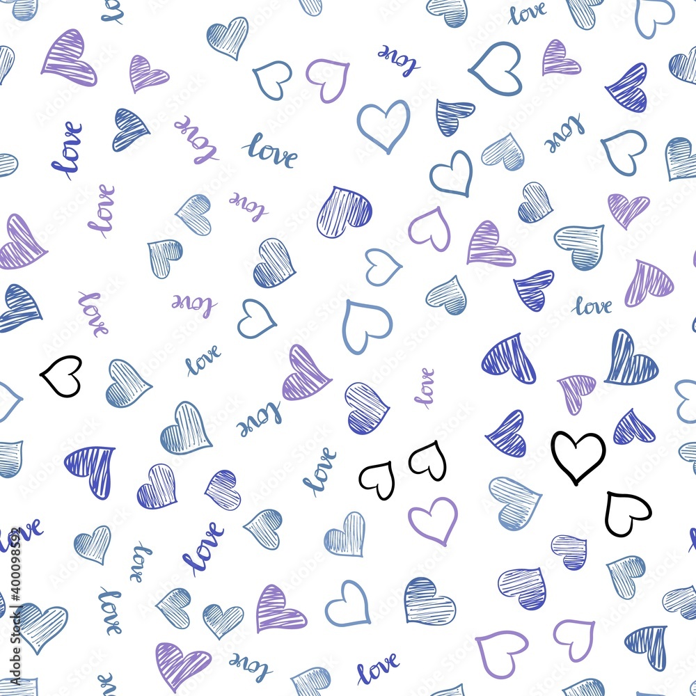 Light Blue, Red vector seamless cover with quote LOVE YOU, hearts. Colorful illustration with quote LOVE YOU, hearts. Pattern for design of fabric, wallpapers. Light Blue, Red vector seamless cover with quote LOVE YOU, hearts. Colorful illustration with quote LOVE YOU, hearts. Pattern for design of fabric, wallpapers.