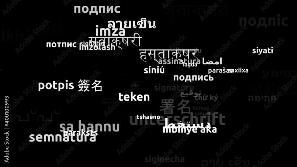 Signature Translated in 62 Worldwide Languages Endless Looping 3d Zooming Wordcloud Mask Signature Translated in 62 Worldwide Languages Endless Looping 3d Zooming Wordcloud Mask