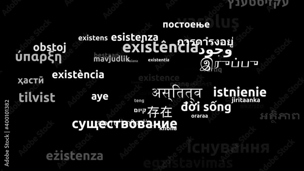 Existence Translated in 50 Worldwide Languages Endless Looping 3d Zooming Wordcloud Mask Existence Translated in 50 Worldwide Languages Endless Looping 3d Zooming Wordcloud Mask