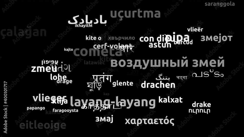 Kite Translated in 67 Worldwide Languages Endless Looping 3d Zooming Wordcloud Mask Kite Translated in 67 Worldwide Languages Endless Looping 3d Zooming Wordcloud Mask