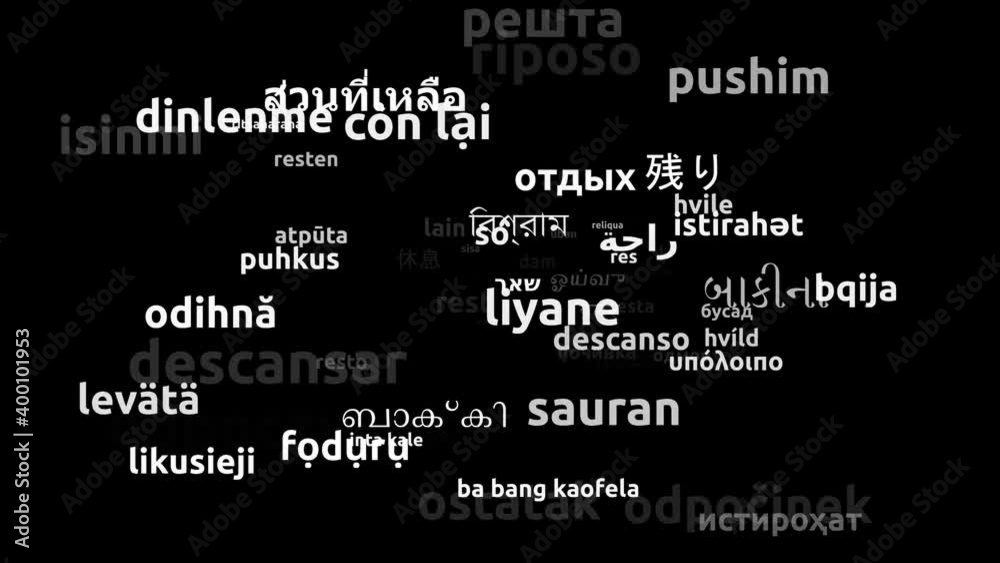 Rest Translated in 67 Worldwide Languages Endless Looping 3d Zooming Wordcloud Mask Rest Translated in 67 Worldwide Languages Endless Looping 3d Zooming Wordcloud Mask