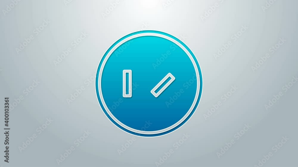 Blue line Round wooden shield icon isolated on grey background. Security, safety, protection, privacy, guard concept. 4K Video motion graphic animation