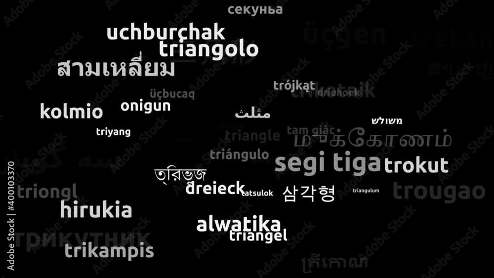 Triangle Translated in 52 Worldwide Languages Endless Looping 3d Zooming Wordcloud Mask Triangle Translated in 52 Worldwide Languages Endless Looping 3d Zooming Wordcloud Mask
