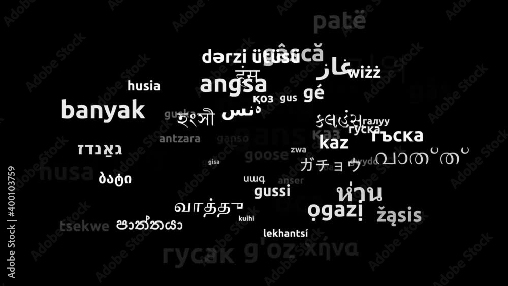 Goose Translated in 67 Worldwide Languages Endless Looping 3d Zooming Wordcloud Mask Goose Translated in 67 Worldwide Languages Endless Looping 3d Zooming Wordcloud Mask
