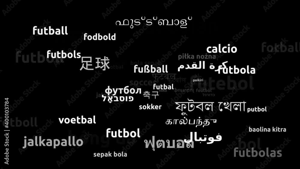 Soccer Translated in 58 Worldwide Languages Endless Looping 3d Zooming Wordcloud Mask Soccer Translated in 58 Worldwide Languages Endless Looping 3d Zooming Wordcloud Mask