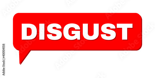Chat DISGUST Colored Cloud Frame. DISGUST label is located inside colored cloud with shadow. Vector quote label inside message frame.
