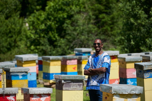 african beekeeper local black honey producer