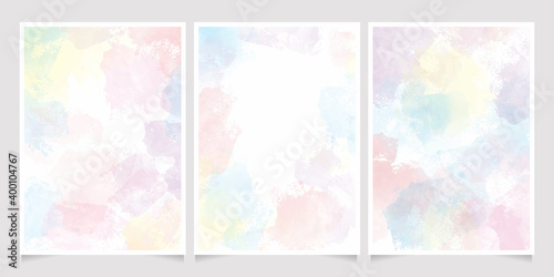 rainbow pastel unicorn candy watercolor background for wedding invitation card collection photo