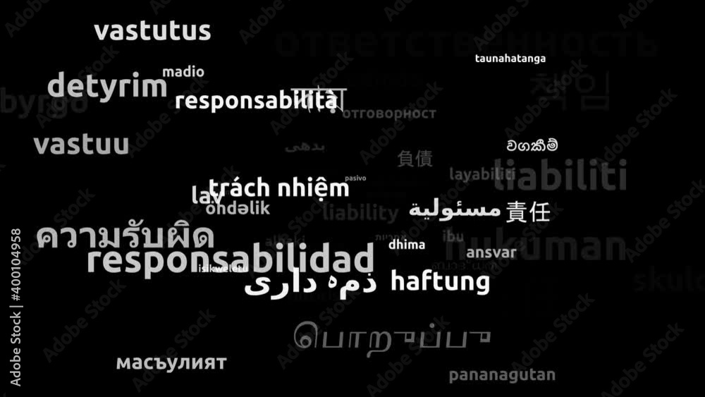 Liability Translated in 51 Worldwide Languages Endless Looping 3d Zooming Wordcloud Mask Liability Translated in 51 Worldwide Languages Endless Looping 3d Zooming Wordcloud Mask
