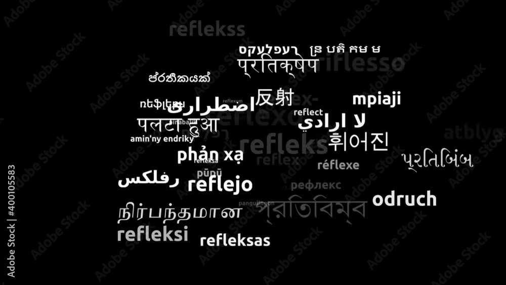 Reflex Translated in 44 Worldwide Languages Endless Looping 3d Zooming Wordcloud Mask Reflex Translated in 44 Worldwide Languages Endless Looping 3d Zooming Wordcloud Mask