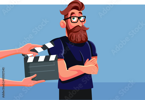 Professional Male Actor Performing on Set Vector Cartoon