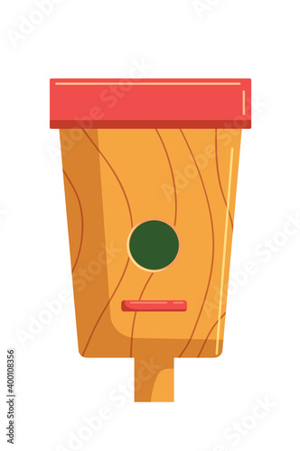 Decorative wooden birdhouse isolated on white background