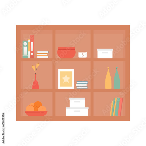 Isolated library wall household items icon- Vector