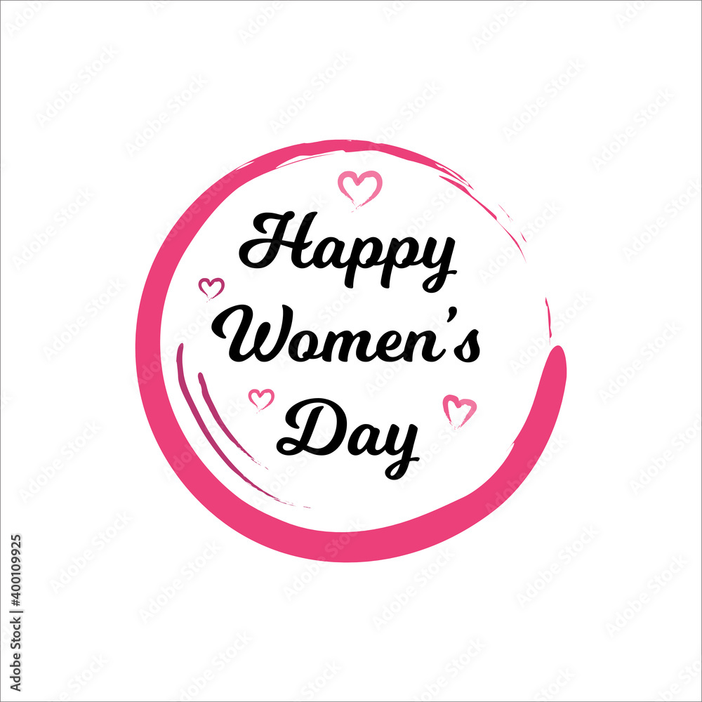 Happy women's day logo design with pink color simple and elegant Happy women's day logo design with pink color simple and elegant