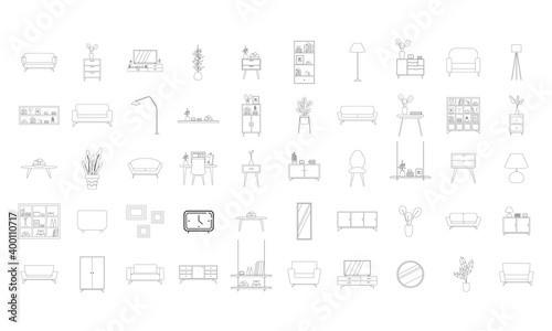 Isolated set group of household draw items icon- Vector