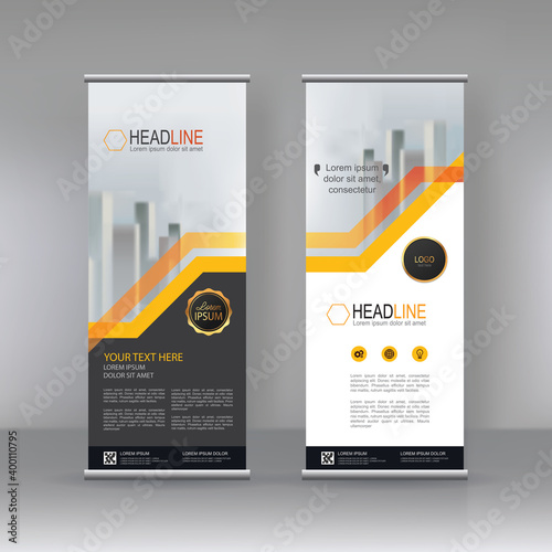 Roll up banner stand brochure flyer vertical template design, covers ,infographics ,vector abstract geometric background, modern x-banner and flag-banner advertising design element