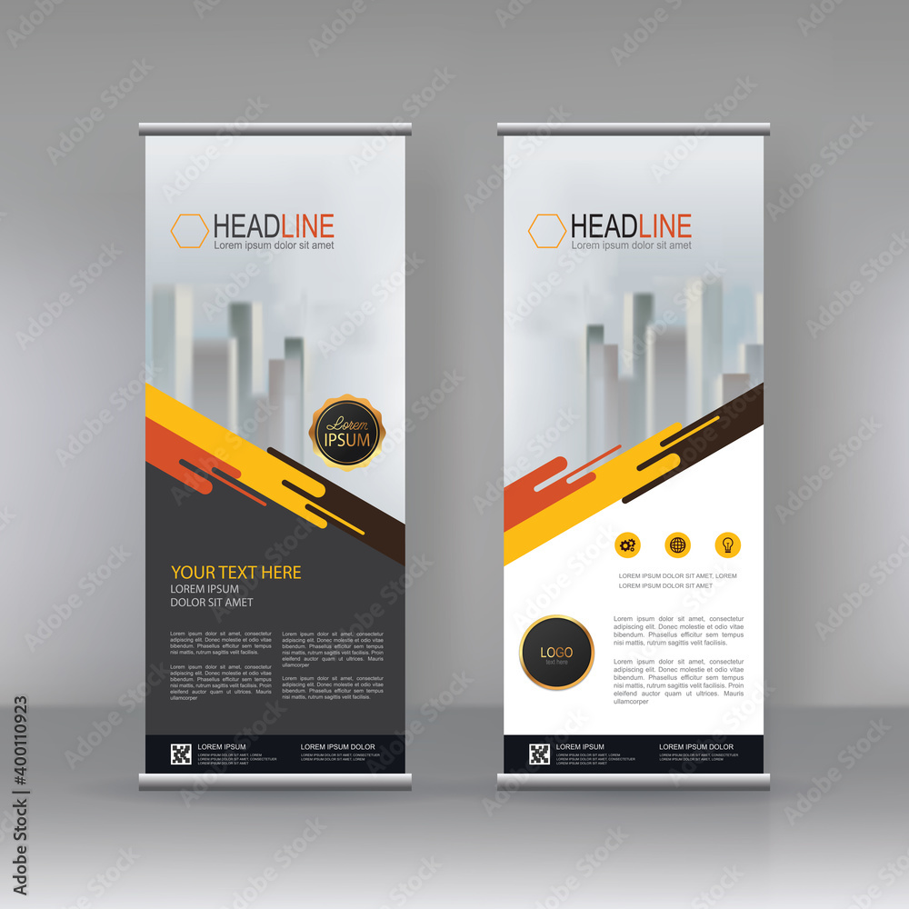 Roll up banner stand brochure flyer vertical template design, covers ...