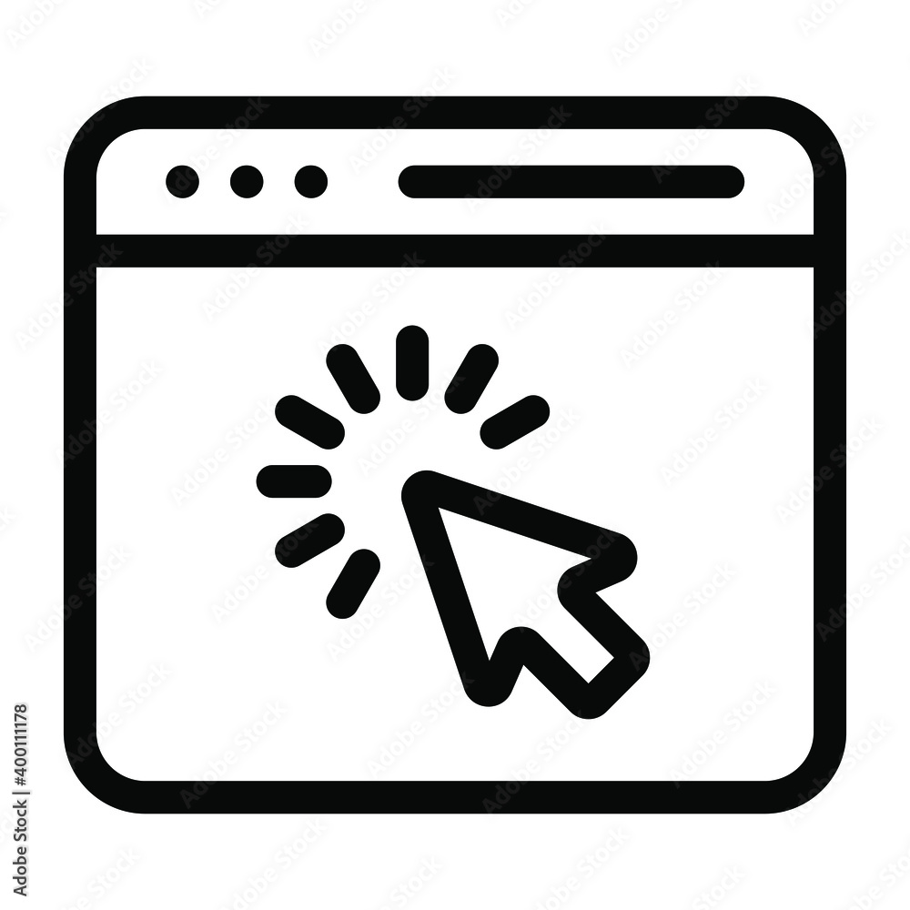 Cursor on website showing web click in linear trendy icon
Cursor on website showing web click in linear trendy icon