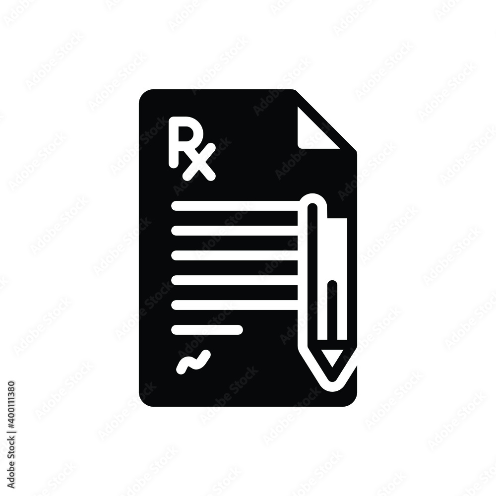 Black solid icon for prescription
 