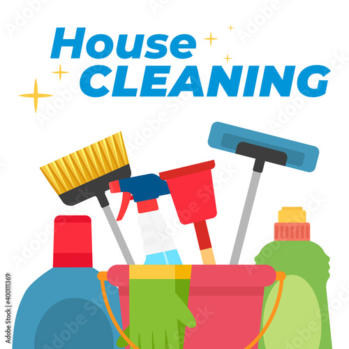 Bottles house cleaning in white background image- Vector